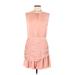 Naked Zebra Casual Dress - Mini High Neck Sleeveless: Pink Print Dresses - Women's Size Medium