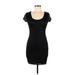 Derek Heart Casual Dress - Mini Scoop Neck Short sleeves: Black Solid Dresses - Women's Size Medium