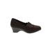 George Heels: Slip On Wedge Casual Brown Solid Shoes - Women's Size 8 - Almond Toe