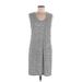 J.Crew Factory Store Casual Dress - Shift Scoop Neck Sleeveless: Gray Print Dresses - Women's Size Medium