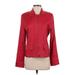 CAbi Long Sleeve Button Down Shirt: Red Solid Tops - Women's Size Medium