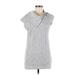 Trouve Casual Dress - Shift High Neck Short sleeves: Gray Print Dresses - Women's Size Medium