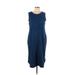 Purejill Casual Dress - Midi: Blue Dresses - Women's Size Large Petite