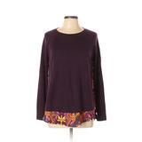Ann Taylor LOFT Pullover Sweater: Purple Batik Tops - Women's Size Large