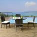 Outsunny 4 PE Rattan Outdoor Dining Chairs with Cushions, Patio Wicker Dining Chairs with Backrests for Porch, Deck