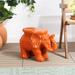 White Elephant 14.2" Ceramic Garden Stool, White by JONATHAN Y