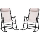 Oversized Folding Rocking Camping Chair Set of 2,Outdoor Rockers with Headrests,Zero Gravity Bungee Lawn Chairs for 2 Adults