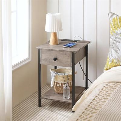 Nightstand with USB Ports and Outlets set of 2