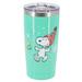 Snoopy and Woodstock Joy 20 Ounce Stainless Steel Travel Tumbler with Clear Lid in Mint Green