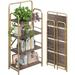 No Assembly Folding Bookshelf, 4 Tier Vintage Industrial Book Shelf,Metal Foldable Storage Bookcase - Brown - 4 Tiers