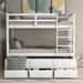 Twin Over Twin Bunk Bed With Ladder,Twin Trundle Bed with 3 Drawers