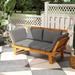 Outsunny Wooden Garden Bench for Outdoor with Cushions, Adjustable Armrests Front Porch Bench, Multifunctional Patio Loveseat