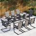 9 Pieces Patio Dining Set, Metal Table and C Spring Dining Chairs