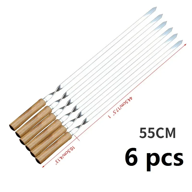 6 Stück Grill Grill Nadel Grill Gabel Spieße langen Griff Shish Kebab scharfe Brat gabel Werkzeug Edelstahl Set Zubehör