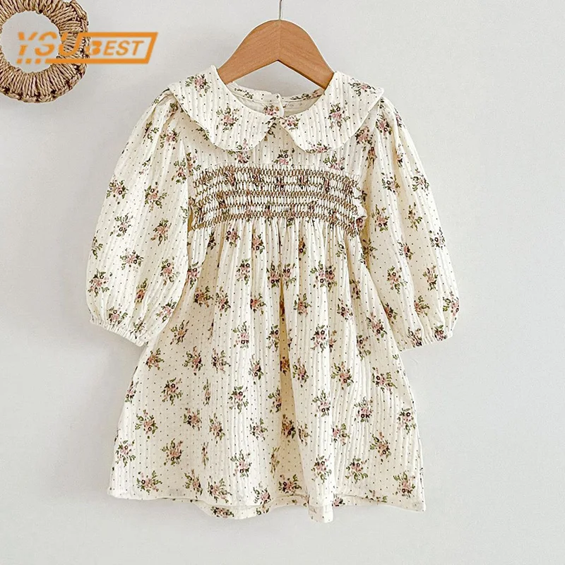 Frühling Herbst Kinder Baby Mädchen Langarm süße Blume Druck Prinzessin Kleid lässig Baby Mädchen Kleid Kinder Kleidung Kleid Image