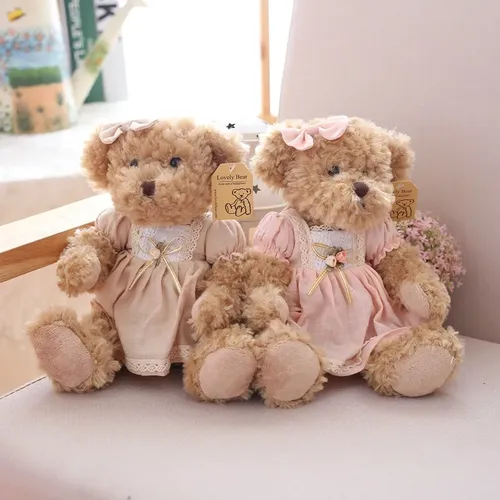 2 teile/para 26cm schönes Paar Teddybär mit Kleidung Puppen Stofftier Bär Plüsch tier Kinder Baby
