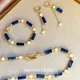 Exclusive Design Personalized Natural Freshwater Pearl Lapis lazuli Necklace Bracelet Earrings