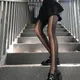 Elegant Breathable Houndstooth Thin For Girls Patchwork Korean Stockings Stripe Women Tights Mesh