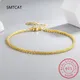 Minimalism Classic Gold Color Bracelet 100% 925 Sterling Silver Link Chain Cute Bracelets For Women