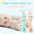 ZK50 Baby Rabbit Rattle Music Flashing Teether Toy Cute Rabbit Bells Rattle Newborn Early