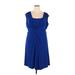 Chaps Casual Dress - A-Line Square Sleeveless: Blue Solid Dresses - Women's Size 20