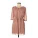 H By Halston Casual Dress - Popover: Brown Hearts Dresses - Women's Size Large