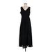 Simply Vera Vera Wang Casual Dress - A-Line V-Neck Sleeveless: Black Print Dresses - Women's Size Small