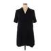 Just Fab Casual Dress - Mini V-Neck Short sleeves: Black Print Dresses - Women's Size X-Large