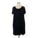 J.Jill Casual Dress - Mini Scoop Neck Short sleeves: Black Solid Dresses - Women's Size 2X