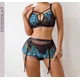 MUZISKAT-Ensemble de lingerie trois pièces en maille brodée transparent sexy amissié complexe