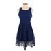 Mi ami Casual Dress - Mini Scoop Neck Sleeveless: Blue Solid Dresses - Women's Size X-Small