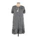 Crown & Ivy Casual Dress - Mini Crew Neck Short sleeves: Black Checkered/Gingham Dresses - Women's Size Large