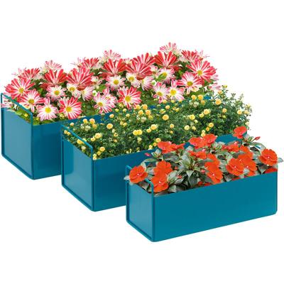 Pflanzkästen 3er-Set, Wetterbeständiger Blumenkasten mit Griff, Pflanzkasten für Terrasse, Garten,