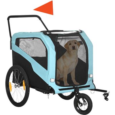 Pawhut - 2-in-1 Hundeanhänger, Fahrradanhänger für Hunde, Hundewagen mit Reflektoren, Hundebuggy Image