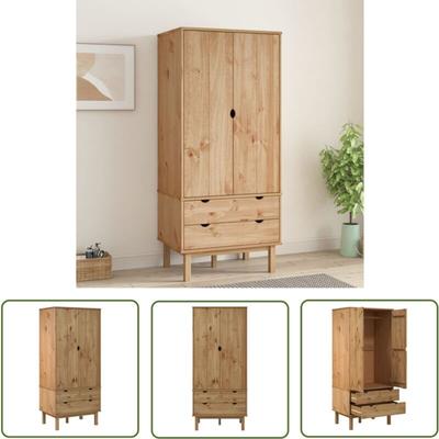 Decdeal - The Living Store Kleiderschrank otta 76,5x53x172 cm Massivholz Kiefer - Holzschränke Image