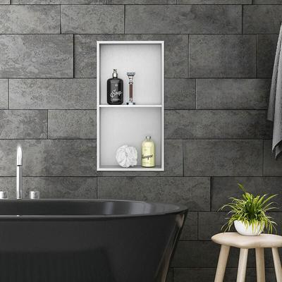 Wandnische Doppel aus Edelstahl, 30x60x10 cm, Silber, Duschnische mit Rahmen - Luxebath