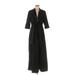 Donna Ricco Casual Dress - A-Line V-Neck 3/4 sleeves: Black Solid Dresses - Women's Size 14