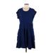 Knox Rose Casual Dress - Mini Scoop Neck Short sleeves: Blue Solid Dresses - Women's Size Medium