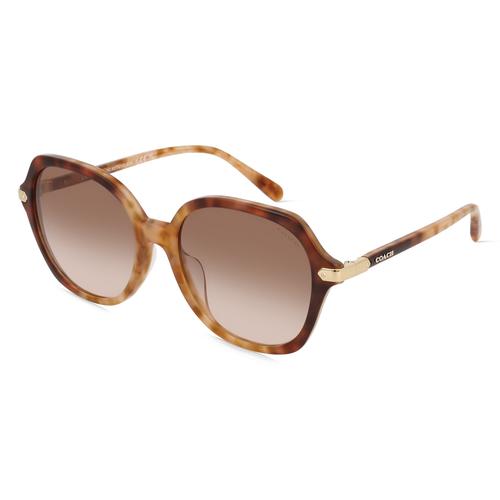 Coach HC8377U Damen-Sonnenbrille Vollrand Rund Acetat-Gestell, braun