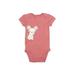 Carter's Short Sleeve Onesie: Red Print Bottoms - Size 3 Month