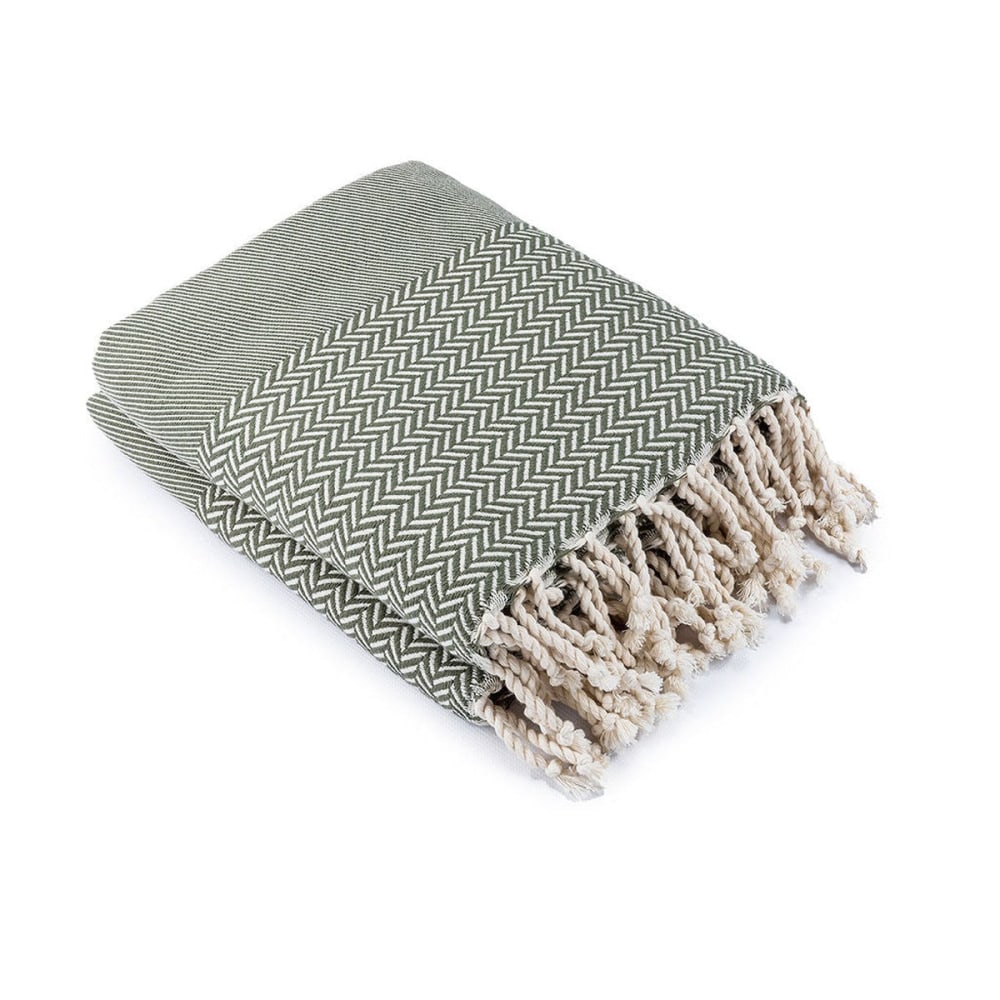 Plaid coton vert olive 130x170