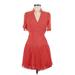 ALEXIS for Target Casual Dress - Mini V-Neck Short sleeves: Orange Print Dresses - Women's Size X-Small