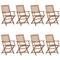 Set di 8 Sedie da Giardino Pieghevoli Sedie Poltrona da Esterno in Legno Massello Acacia ITD59403
