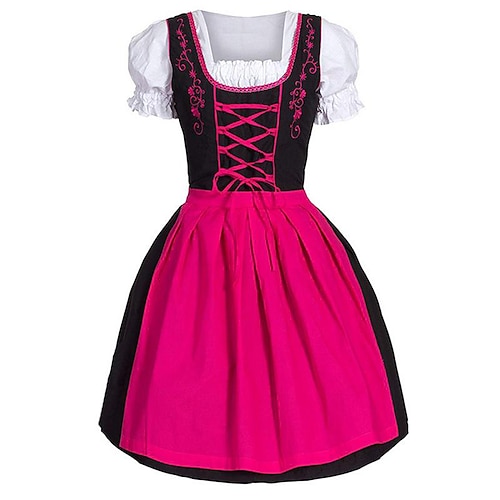 Oktoberfest Robes traditionnelles Blouse Dirndl Mini longueur Bavarois Femme de ménage Bavarois Allemand Prairies Femmes Tissu de style traditionnel (50 cm)