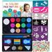 Maydear Face Painting Kit for Kids with 14 Colors Safe and Non-Toxic Large Water Based Face Paint 52- Stencils 160 Gems 2 Hair Chalks 2 Glitter