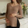 Jacenvly Ladies Fashion Solid Color Long Sleeve Pregnant Woman Casual Clothe Top New Year Gift Birthday Gifts for Women Clearance Items for Women