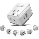 Ceptics World Power Plug Adapter Set Dual USB & USB-C 3.1A 20W with QC-PD 2 USA Outlet Compact & Powerful Use In Europe Asia Australia Japan Includes Type A B C E/F G I SWadAPt Attachment