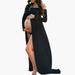 Shldybc Maternity Maxi Pregnancy Dress Solid Color Pregnant Women s Dress Long Sleeve Off Shoulder Long Dress on Clearance