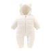 Elainilye Fashion Unisex Baby Onesie Cute Plush Thickening Keep Warm Bear Ear Jumpsuit For Infant Boys Girls White