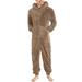 YOTMKGDO Mens Pajamas Set Couples Costumes 2023 Men Artificial Wool Long Sleeve Pajamas Casual Solid Color Zipper Loose Hooded Jumpsuit Pajamas Casual Winter Warm Rompe Khaki+XL